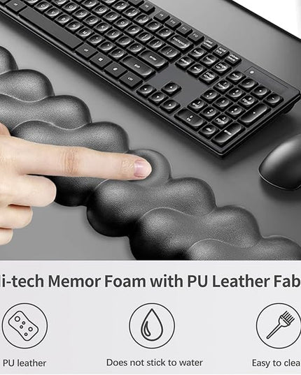 Wrist Rest for Keyboard and Mouse, Upgrade Enlarge Mouse Pad Wrist Rest, Ergonomic Memory Foam, Non-Slip Base for Computer Gaming & Office Work, 2 Piece Set, Clouds Black (17.71x3.15+6.29x3.15 inch)