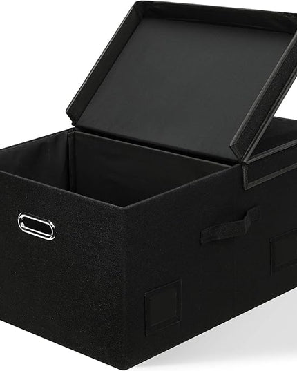 75 Quarts Extra Large Decorative Storage Bins with Lids, 1 Pack Black Collapsible Storage Bins with Lids, Stackable Storage Bins Decorative Box Storage With Lid Extra Large