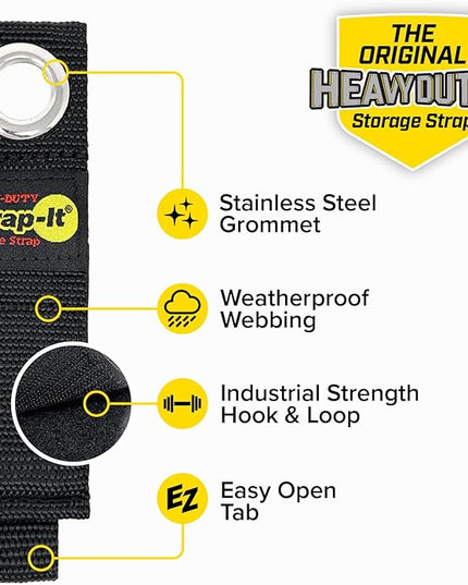Heavy-Duty Wrap-It Storage Straps, 10-inch (6 Pack) - Hook and Loop Extension Cord Organizer Hanger, Cord Keeper, Cable Straps for Cords, Hoses, and Garage Storage