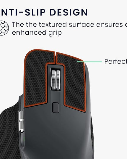kwmobile Mouse Grip Tape Compatible with Logitech MX Master 3S Grip Tape - Non-Slip Faux Leather - Black