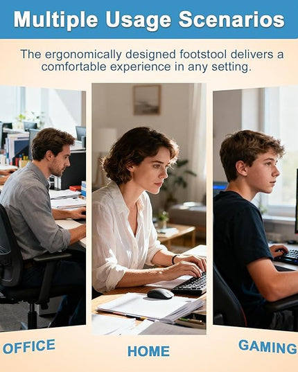 Foot Rest for Under Desk at Work, Ergonomic Wood Foot Stool with Roller Massager for Enhanced Circulation & Comfort - Pain Relief for Home Office Work