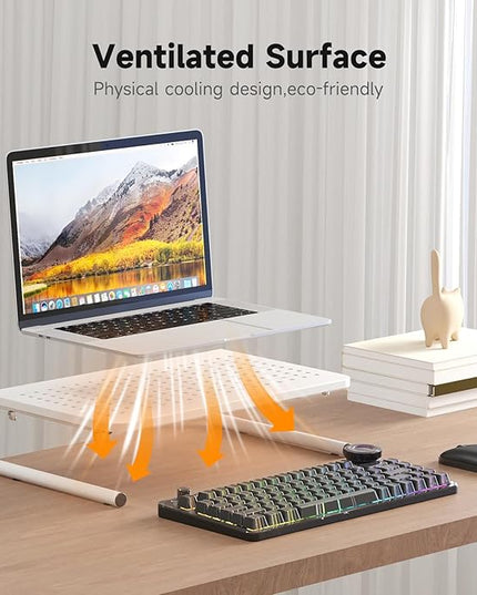 suptek Monitor Stand Riser for Computer,Laptop,Printer, Notebook and All Flat Screen Display with Vented Metal Platform and 4 Inches Height Underneath Storage,White(MST004W)