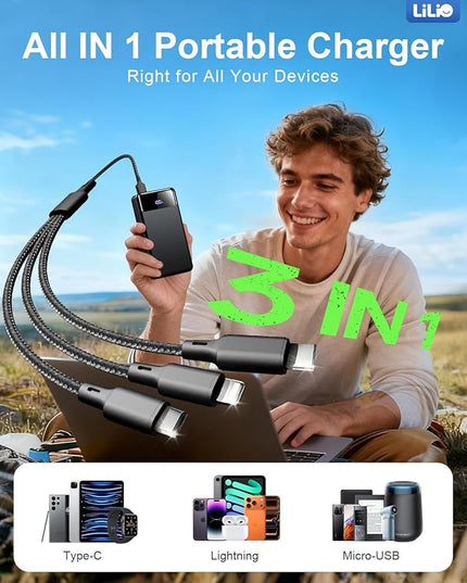 Portable Charger Power Bank，60,000mAh Battery Pack, 22.5W Power Bank Fast Charging with USB Cable, Phone Charger for iPhone 17/16/15/14/13 All Series/Samsung/Android, Camping Essentials, Black