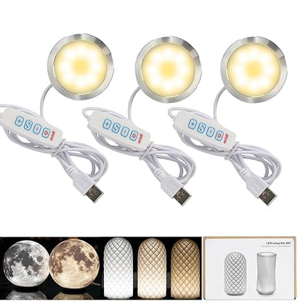 LED Lamp Kit 001 Three Colors with Power Outage Color Storage for Bambu Lab Makerworld 3D Printed DIY Hardware Model Spare Parts 5V USB Powered, 3000K Warm Light (3)