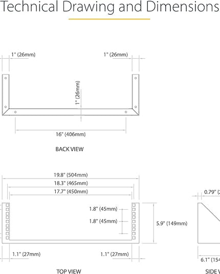 StarTech.com 3U 19" Wall Mount Vertical Rack Bracket, Wall Mount Patch Panel Bracket for Data/AV/IT/Computer Equipment, 3U Rack for Cabinet or Server Room, Supports 150lb (68kg) , TAA (RK319WALLV)