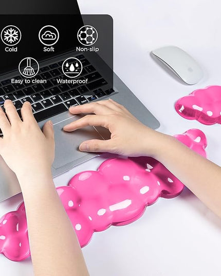 Gel Cloud Keyboard & Mouse Wrist Rest Set - Cloud Keyboard Wrist Rest Pad & Mouse Support for Office Gaming Pad Computer Laptop Ergonomic Comfortable Pain Relief- Cloud Pad Set