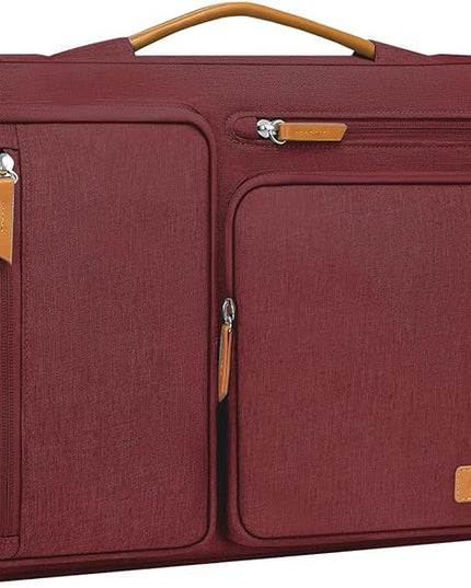 MOSISO 360 Protective Laptop Case 15 inch, 15 inch Laptop Sleeve Compatible with MacBook Air M4 M3 M2 2025 2024 2023, Dell XPS Plus, Side Open Carrying Case with 4 Zipper Pockets&Handle, Wine Red