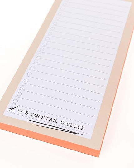 Graphique Cocktail o’clock Magnetic Notepad, 100 Tear-Away Sheets for Grocery, Shopping & To-Do Lists, Writing Pad for Fridge, Kitchen, Office