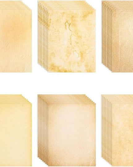 Vintage Paper - 8.5 x 11 in, Stained Antique Double-Sided, 96 Sheets - Letter & Resume Paper for Printer & Typewriter - Rustic Decorative Printer & Scrapbook Sheets
