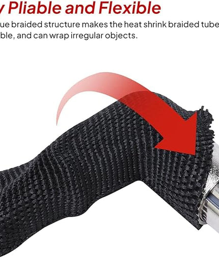 2 to 1 Heat Shrink Braided Sleeving 3/4" - 24 feet Pliable Shrinkable Fabric Sleeve for Protection Cable/Wire/Irregular Shape Hose