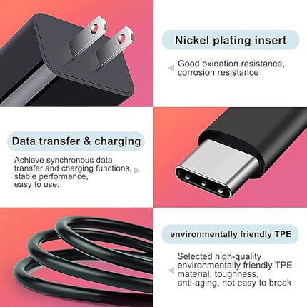 Wall Charger USB Type C Charging Cable Cord Fit for Remarkable 2 Tablet Remarkable Paper Pro, Nook GlowLight 4 BNRV1100 4e (2022) Plus 2024, Onn 11.6 Tab 8" Kids,Onn Pro 8", Pro 10.1",Surf 10.1”Tablet