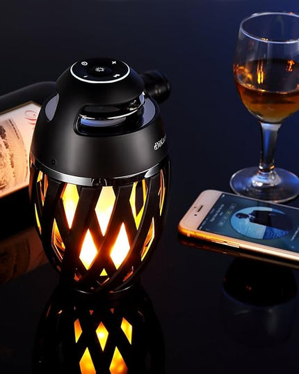 Led Flame Speaker, Torch Atmosphere Bluetooth Speakers&Outdoor Portable Stereo Speaker with HD Audio and Enhanced Bass,LED flickers Warm Yellow Lights BT4.2 for iPhone/iPad/Android