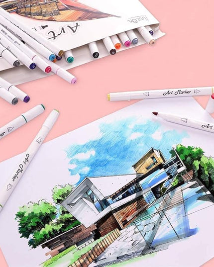 Dual Tip Alcohol Based Art Markers, Lineon 30 Colors Alcohol Marker Pens Perfect for Kids Adult Coloring Books Sketching and Card Making