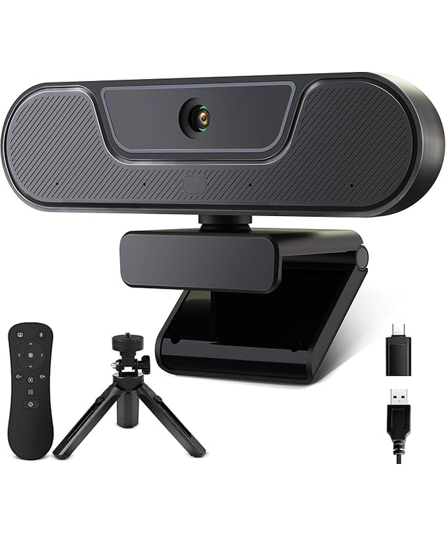 saylas 4K Webcam with Microphone and Speaker, Wide Angle 112°, Remote Control, Autofocus, Digital Zoom, Privacy Cover, Plug & Play Web Streaming Camera for Computer, USB Webcam for Pc
