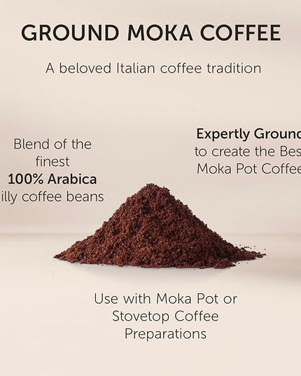 illy Ground Coffee Moka - 100% Arabica Flavored Coffee Ground - Rich Aromatic Coffee Grounds Profile – Intenso Dark Roast – Warm Notes of Cocoa & Dried Fruit - No Preservatives – 8.8 Ounce