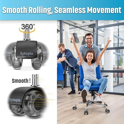 Office Chair Wheels 2 Inch Replacement for All Hardwood and Carpet Floors