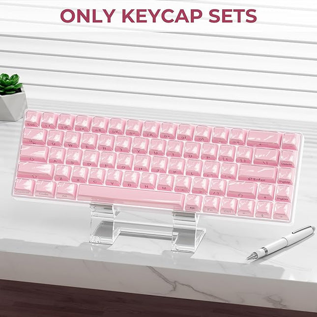 XVX Pink Keycaps, Crystal Jelly Keyboard Keycaps OEM Profile Side Printed Keycap Set Compatible with 61/68/84/87/98/100 ANSI Layout MX Switches Mechanical Keyboard