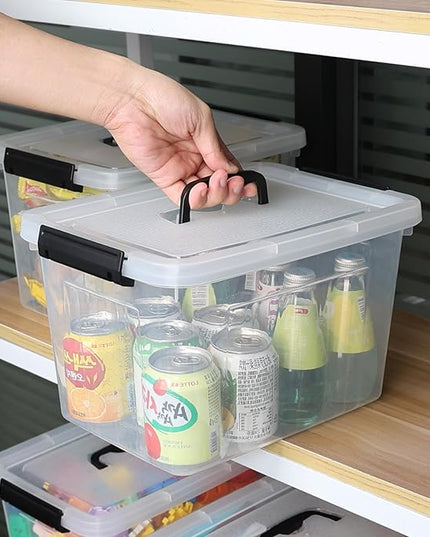 12 Quart Plastic Storage Bins with Lids, Plastic Storage Box, 6 Packs