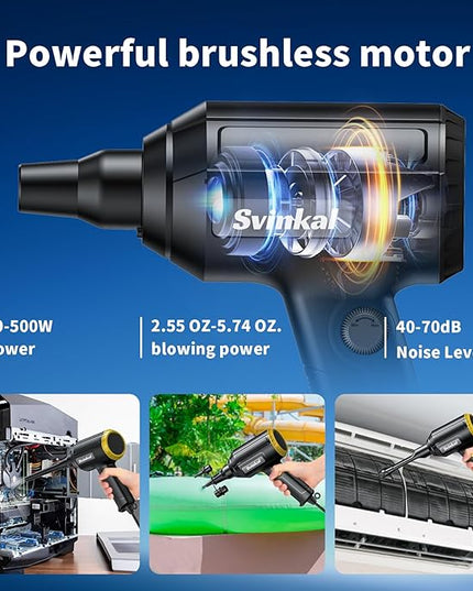 Compressed air Duster Electric 500W, Canned air Replacement, 40000RPM Air Blower, Stepless Speed, an AC dust Blower with 6ounces of Blowing Power for Computer Keyboards etc Electronic Duster