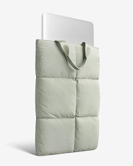 Comfyable Puffy Laptop Sleeve 15 16 Inch, Quilted Puffer Laptop Carrying Case with Handle, Pillow Case Compatible for MacBook Air 15" M4 2025 & MacBook Pro 16" 2024, Puff Cover, Slate Green