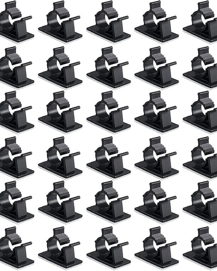 Viaky 30 Pcs Black Clips Self Adhesive Backed Nylon Wire Adjustable Cable Clips Adhesive Cable Management Drop Wire Holder
