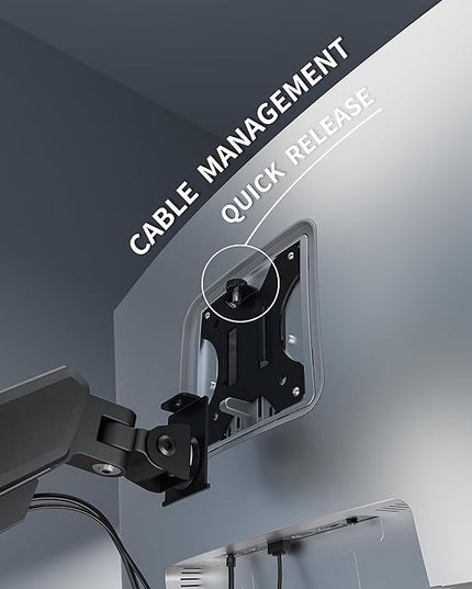 Single Monitor Arm Desk Mount，Gas Spring Monitors Arm for 17-32 inch Screens,Adjustable Computer Monitors Stand up to 4.4 to 19.8 lbs,Vesa Mount with Clamp and Grommet Base, VESA 75 & 100mm