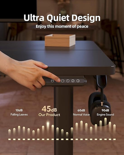 INNOVAR Electric Standing Desk, Adjustable Height Stand up Desks, 55 x 24 Inches Sit Stand up Desk for Home Office Computing, 3-Preset Memory Height Ergonomic Rising Desks, Black