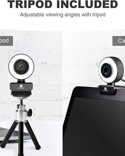 Streaming Webcam 1080P, 960A HD Web Camera USB Web Cam for Gaming Conferencing Video Chatting Mac Windows Desktop Computer Laptop Wide Angle Webcam with Ring Light & Microphone & Tripod