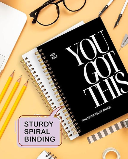 Yhtrg You Got This Inspirational Spiral Notebook Journal, Inspirational Notebook for Women, Motivational Journals, Black Motivational Positive Notebooks for Office School Supplies, 5.5x8.3 Inch