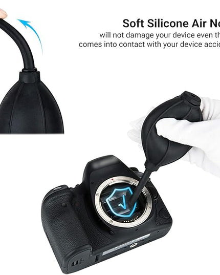 Soft Tip Silicone Super Air Blower Blaster Pump Dust Cleaner Include Micro Fiber Cleaning Cloth, Bulb Blower for Digital SLR Lens Sensor LCD Screens Musical Instruments Keyboards Telescope Filters