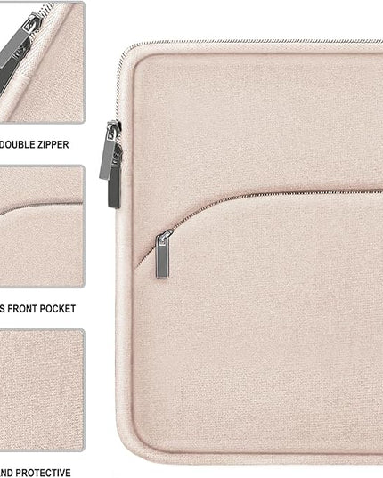 Laptop Case 13.3 inch, Portable Monitor Protective Laptop Sleeve with Front Pocket Computer Bag Compatible with MacBook Air Pro 13.3 inch 14 inch, Dell, HP, Light Pink