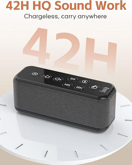 Rechargeable White Noise Machine with 3000mAh Battery - Bluetooth Sleep Sound Machines with Lullabies & Fan Sounds, Auto-Off Timer, Perfect for Office Privacy, Noise Canceling & Sleep Improvement