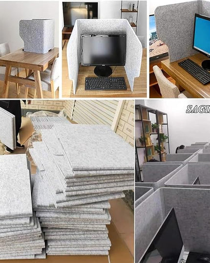 Desk Partition, Sound Absorbing and Noise Reducing Desktop Partition, 60 Cm Privacy Panel, Desk Divider, Polyester Fiber Soundproof Screen