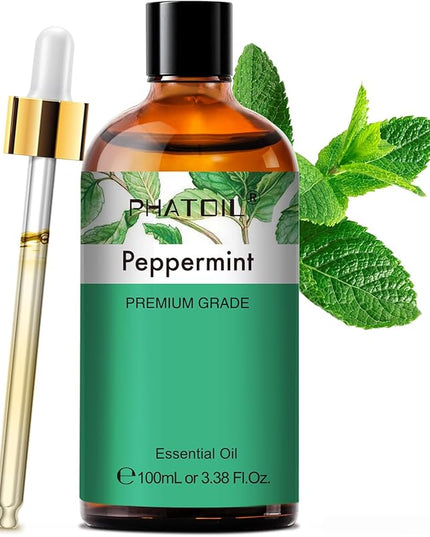 PHATOIL Peppermint Essential Oil, Huge 3.38 Fl Oz Pure and Natural, Premium Grade Essential Oil for Diffuser and Aromatherapy
