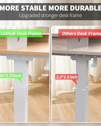 48 * 30 Inches Electric Standing Widened Desk Adjustable Height with 4 Drawers, Double Storage Shelves, Home Office Workstation Sit Stand up Desk (Nature)