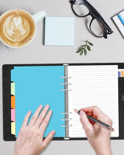A5 Refill Paper - 6 Hole Planner Inserts for A5 Binder, 200 Pages 6 Ring Loose Leaf Lined Paper with 5 Colorful Binder Dividers, 5.8" x 8.5"