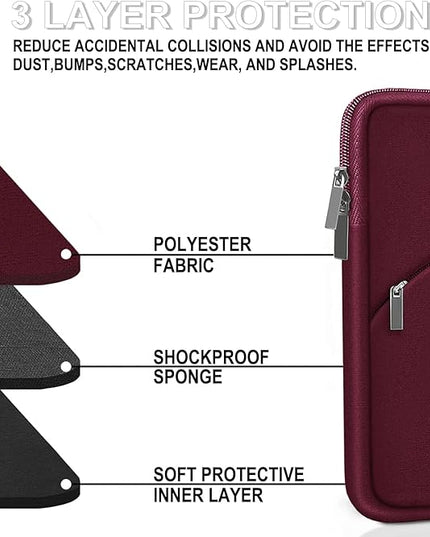 Laptop Case 14 inch, Slim Portable Monitor Protective Cover with Front Pocket, Traveling Carrying Laptop Sleeve Compatible for MacBook Air/Pro, HP, Dell, Lenovo, Acer, Wine Red