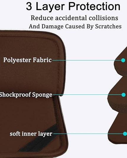 Laptop Sleeve Bag 15.6 inch, Shockproof Protective Computer Carrying Cover with Front Pocket, Laptop Case for 15.6 inch HP, Dell, Acer, Asus, Notebook, Coffee Color