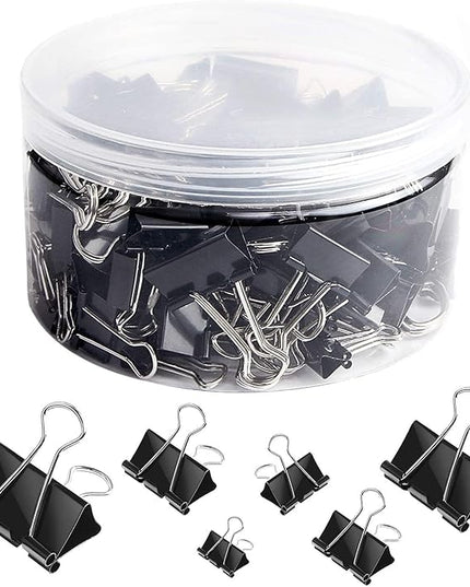 SANNIX 110 PCS Binder Clips Assorted Sizes, X Large, Large, Medium, Small, Mini and Micro, Binder Clips Paper Clamps for Office Home School