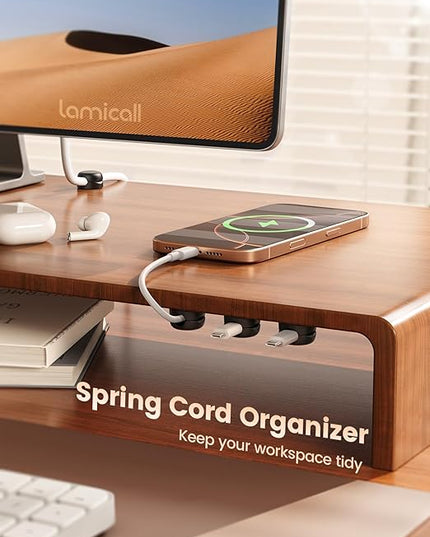 Lamicall Cable Clips, Spring Cord Organizer Holder - 6Pack Compact Desk Cable Management Clips, Nightstand Phone Charging Cord Holder, 8mm Slot Adhesive Wire Organizer, Desk Office Accessory