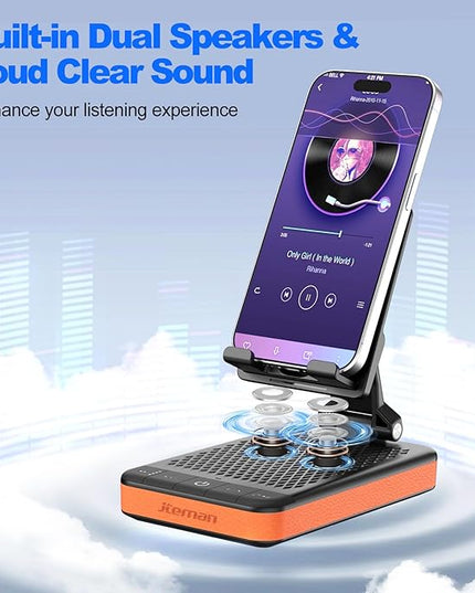 JTEMAN Bluetooth Speaker Phone Stand with Charging Function,Portable Foldable Slim Stand,Birthday Gifts for Men and Women Tech Gadgets