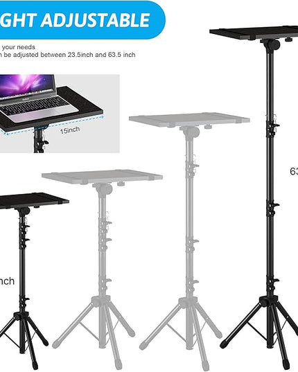 Projector Stand Tripod Adjustable, Laptop Height from 23.5 to 63.5 inches with Gooseneck Phone Holder, Floor for Office, Home, Stage, Studio, DJ Racks Holder Mount, 23.5inch-63.5inch