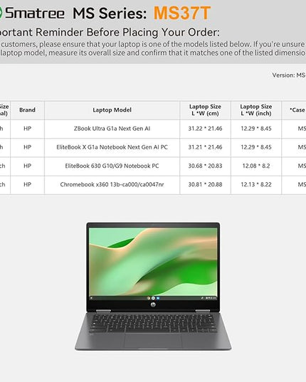 Smatree MS37T Hard EVA Protective Sleeve Case with Stand Compatible for 14 inch HP ZBook Ultra G1a Next Gen AI, for EliteBook X G1a Notebook Next Gen AI PC, for 13.3inch EliteBook 630 G10/G9