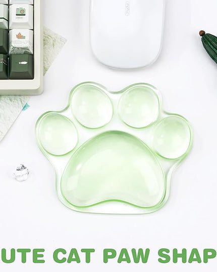 Cat Paw Mouse Wrist Rest, Green Clear Silicone Support Pad, Green Cute Ergonomic Soft Transparent Wrist Pain Relief for Office Home Desk Computer