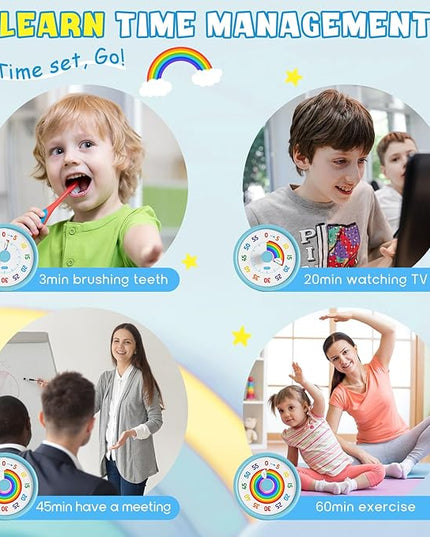HIPPIH Visual Timer for Kids, 60 Minute Countdown Timers for Classroom Kitchen Office, Rainbow Disk Desk Timer Clock with Silent Operation, Pomodoro Timer Time Management Tools for Toddler ADHD Blue