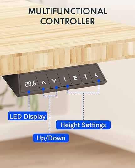 FLEXISPOT EN2 Whole-Piece Bamboo Standing Desk with Clamp Power Strip, 55 x 28 Electric Stand Up Height Adjustable Desk with Cable Management (Black Frame + 55" Bamboo Top, 2 Packages)