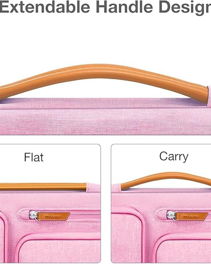 MOSISO 360 Protective Laptop Case 16 inch, 15-15.6 inch Laptop Sleeve Compatible with MacBook Pro 16, HP, Acer, Dell, Lenovo, ASUS, Side Open Carrying Case with 4 Zipper Pockets&Handle, Pink
