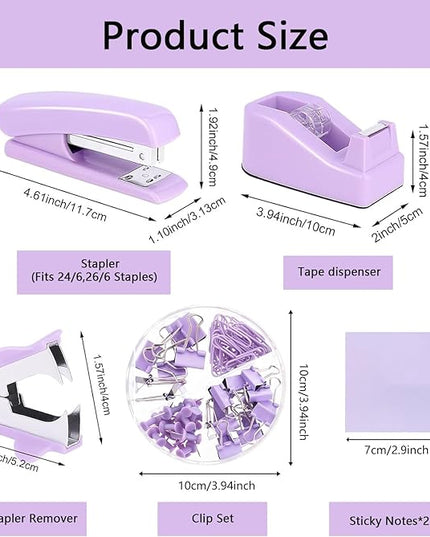 Office Supplies,Desk Accessories,with Stapler, Tape Dispenser,Desk Organizer,Folding Phone Holder,Pen,Journal Notebook,Scissor,Staple Remover,Staples,Clear Tape,Sticky Notes,Paper Clips,Bookmark,Ect