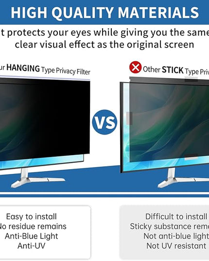 DEJIMAX 24 Inch Computer Privacy Screen for 16:9 Monitor, Anti-Blue Light Monitor Privacy Screen Filter, Anti-UV Computer Hanging Shield, Universal 23.6'', 23.8'', 24''