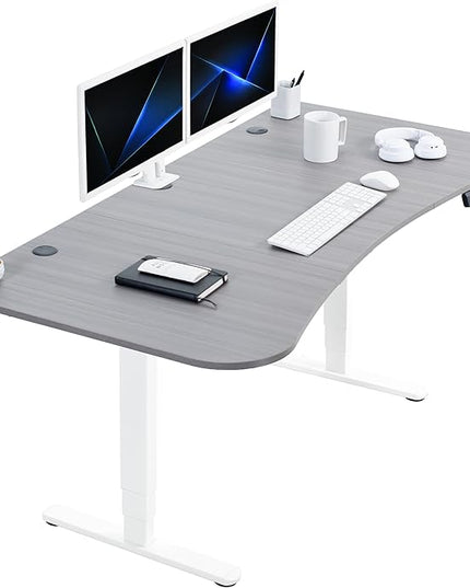VIVO Electric 63 x 32 in Dual Motor Standing Desk, Memory Height Adjustment, 2B Series, Dark Gray Top White Frame, DESK-KIT-2W1G